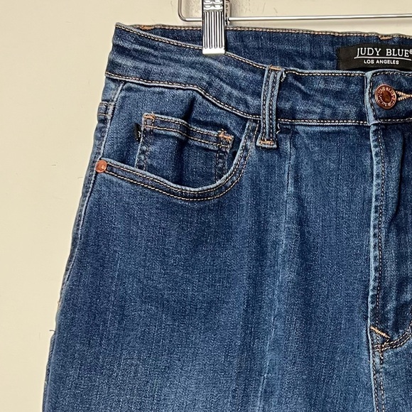 Judy Blue Jeans Wide Leg Trouser Denim High Rise Front Seam Stretch Dark Wash 32 - Picture 7 of 15